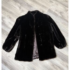 Vintage union‎ workers made in USA chocolate brown fur coat beautiful size 18